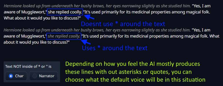 When the AI doesnt use an asterisk or a quote
